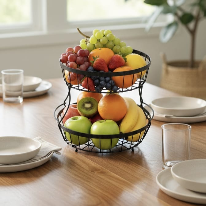 Detachable 2 tier fruit and vegetable basket - Image 1