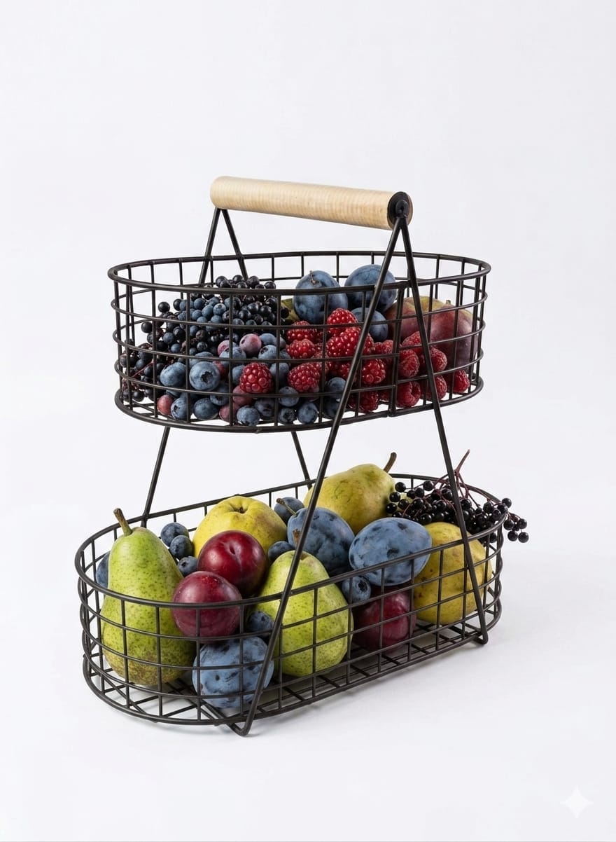 Oval Shaped 2 Tier Premium Fruit and vegetables Basket - Image 1