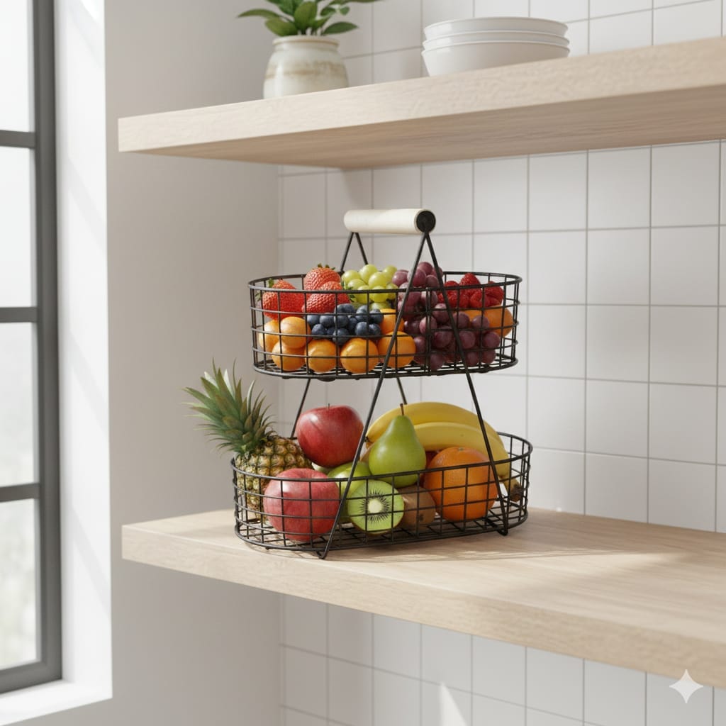 Oval Shaped 2 Tier Premium Fruit and vegetables Basket